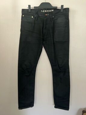 DENHAM SLIM FIT BLACK STRAIGHT LEG JEANS SIZE 33x32